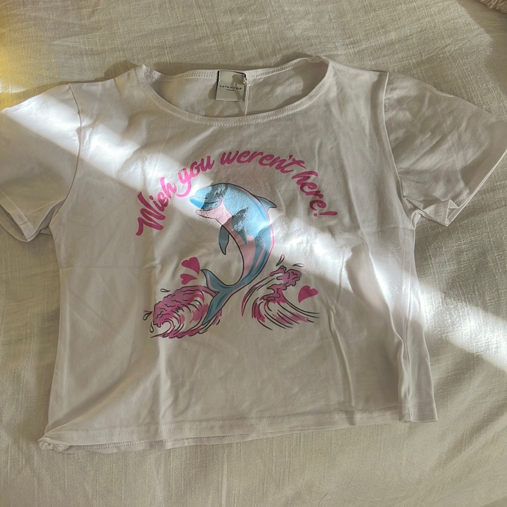 Asos Baby Tee saying “wish you weren’t here”